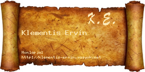 Klementis Ervin névjegykártya